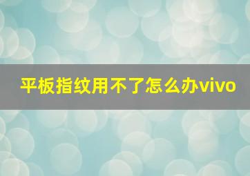 平板指纹用不了怎么办vivo