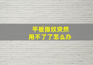 平板指纹突然用不了了怎么办