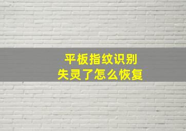 平板指纹识别失灵了怎么恢复