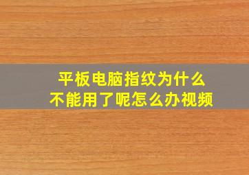 平板电脑指纹为什么不能用了呢怎么办视频