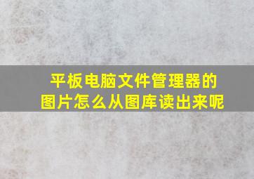 平板电脑文件管理器的图片怎么从图库读出来呢