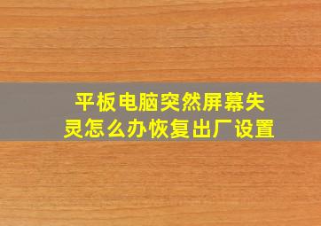 平板电脑突然屏幕失灵怎么办恢复出厂设置