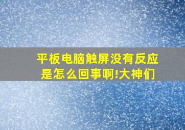 平板电脑触屏没有反应是怎么回事啊!大神们