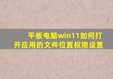 平板电脑win11如何打开应用的文件位置权限设置