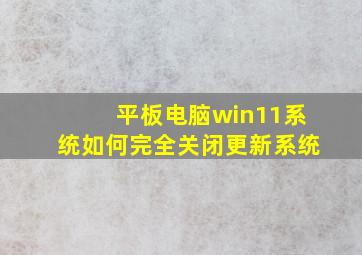 平板电脑win11系统如何完全关闭更新系统