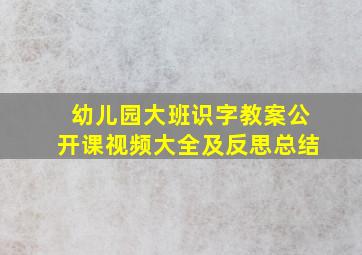 幼儿园大班识字教案公开课视频大全及反思总结