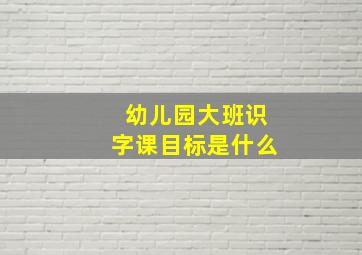 幼儿园大班识字课目标是什么