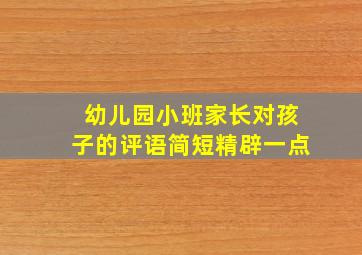 幼儿园小班家长对孩子的评语简短精辟一点