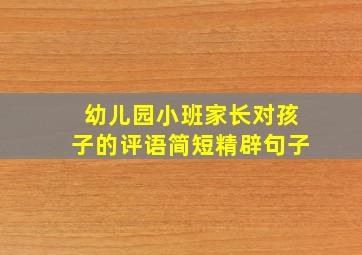 幼儿园小班家长对孩子的评语简短精辟句子