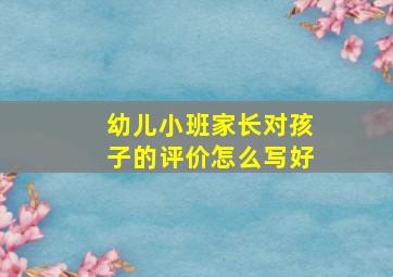 幼儿小班家长对孩子的评价怎么写好