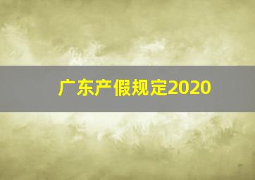 广东产假规定2020