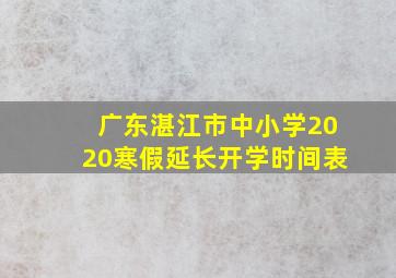 广东湛江市中小学2020寒假延长开学时间表