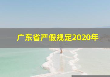 广东省产假规定2020年