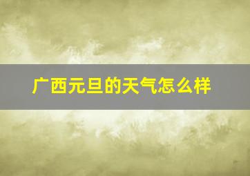 广西元旦的天气怎么样