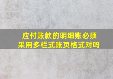 应付账款的明细账必须采用多栏式账页格式对吗