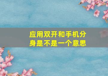 应用双开和手机分身是不是一个意思