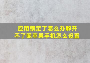 应用锁定了怎么办解开不了呢苹果手机怎么设置