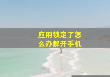 应用锁定了怎么办解开手机