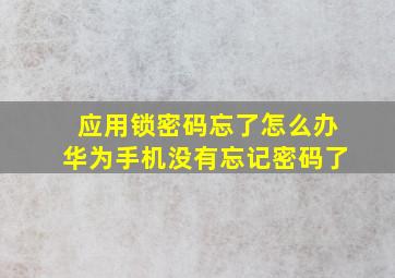 应用锁密码忘了怎么办华为手机没有忘记密码了