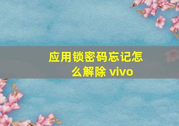 应用锁密码忘记怎么解除 vivo