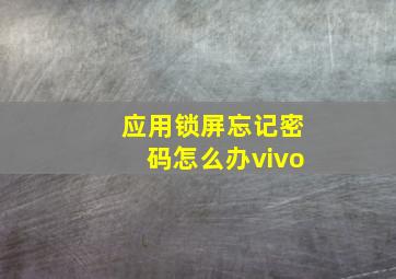 应用锁屏忘记密码怎么办vivo