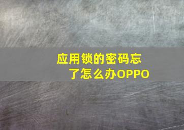 应用锁的密码忘了怎么办OPPO