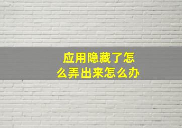 应用隐藏了怎么弄出来怎么办