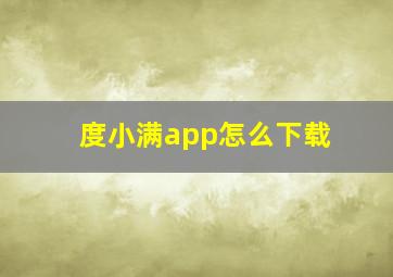 度小满app怎么下载