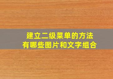 建立二级菜单的方法有哪些图片和文字组合