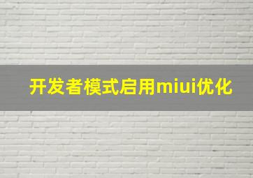 开发者模式启用miui优化