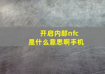 开启内部nfc是什么意思啊手机