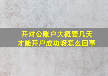 开对公账户大概要几天才能开户成功呀怎么回事