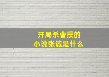 开局杀曹操的小说张诚是什么