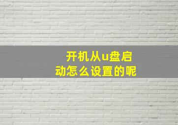 开机从u盘启动怎么设置的呢