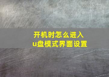 开机时怎么进入u盘模式界面设置