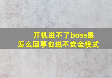 开机进不了boss是怎么回事也进不安全模式