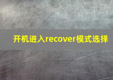 开机进入recover模式选择