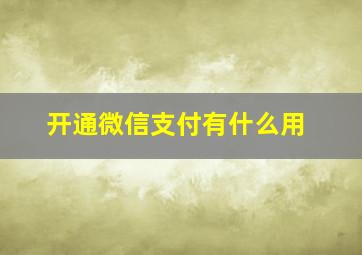 开通微信支付有什么用