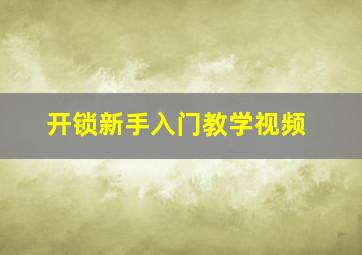 开锁新手入门教学视频