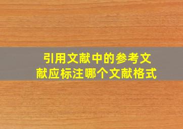 引用文献中的参考文献应标注哪个文献格式