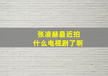 张凌赫最近拍什么电视剧了啊