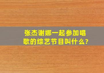 张杰谢娜一起参加唱歌的综艺节目叫什么?