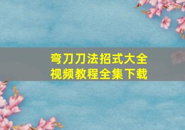 弯刀刀法招式大全视频教程全集下载