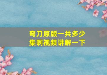 弯刀原版一共多少集啊视频讲解一下