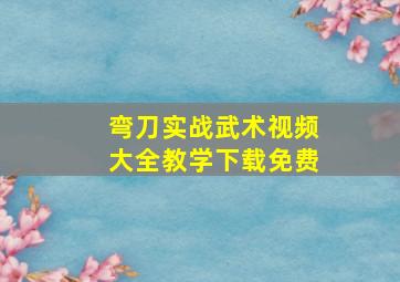 弯刀实战武术视频大全教学下载免费