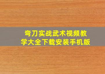 弯刀实战武术视频教学大全下载安装手机版