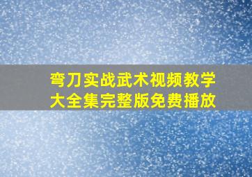 弯刀实战武术视频教学大全集完整版免费播放