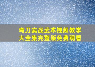 弯刀实战武术视频教学大全集完整版免费观看