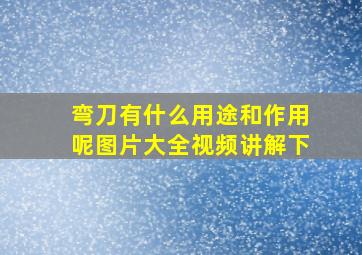 弯刀有什么用途和作用呢图片大全视频讲解下