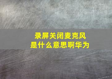 录屏关闭麦克风是什么意思啊华为